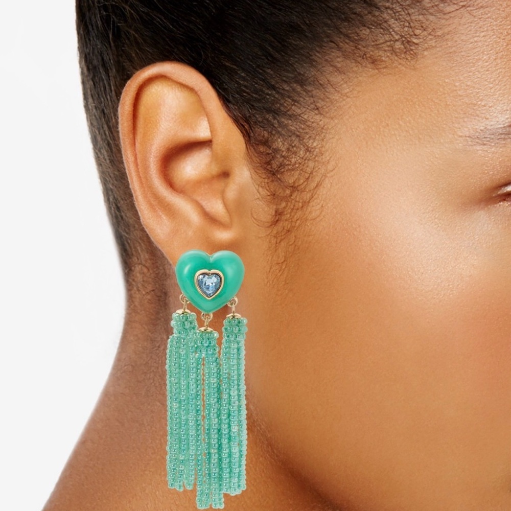 On 34th
Gold-Tone Crystal Heart & Beaded Fringe Drop Earrings - Picture 2 of 12